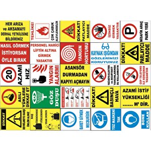 Atölye Fabrika İşyeri Pvc İş Güvenliği Uyarı Levhası -25 Adet Paket 16