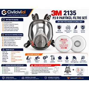3m 6800 Tam Yüz Maskesi + 3m 2135 P3 Filtre