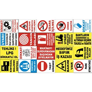 Atölye Fabrika İşyeri Pvc İş Güvenliği Uyarı Levhası -20 Adet Paket 20