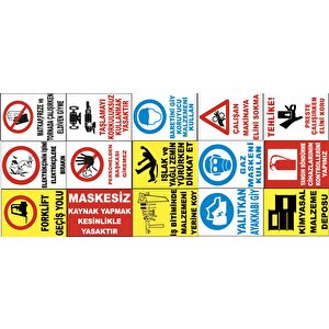 Atölye Fabrika İşyeri Pvc İş Güvenliği Uyarı Levhası -15 Adet Paket 18
