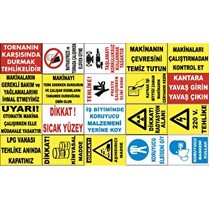 Atölye Fabrika İşyeri Pvc İş Güvenliği Uyarı Levhası -20 Adet Paket 14