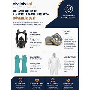 İlaçlama Boya İşleri Tam Koruma Set-6 (3m Maske Filtre Lamineli Tulum Eldiven )
