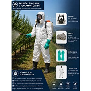 İlaçlama Boya İşleri Tam Koruma Set-6 (3m Maske Filtre Lamineli Tulum Eldiven )