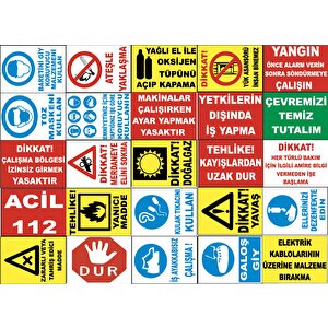 Atölye Fabrika İşyeri Pvc İş Güvenliği Uyarı Levhası -25 Adet Paket 13