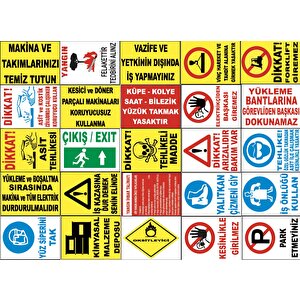 Atölye Fabrika İşyeri Pvc İş Güvenliği Uyarı Levhası -25 Adet Paket 12