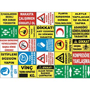 Atölye Fabrika İşyeri Pvc İş Güvenliği Uyarı Levhası -25 Adet Paket 11