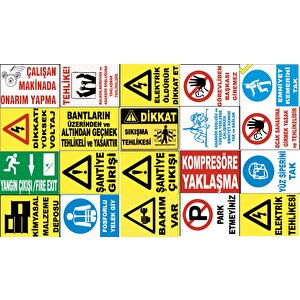 Atölye Fabrika İşyeri Pvc İş Güvenliği Uyarı Levhası -20 Adet Paket 22
