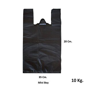 Siyah Dökme Market Poşeti Torbası - Hışır Atlet Poşet - Mini Boy - 20 X 35 Cm. - 10 Kg.