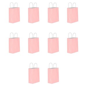 Büküm Saplı Kraft Kağıt Çanta Karton Hediyelik Poşet Torba - Pembe - 18x24 Cm. - 10 Adetlik Paket