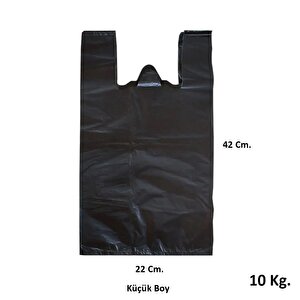 Siyah Dökme Market Poşeti Torbası - Hışır Atlet Poşet - Küçük Boy - 22 X 42 Cm. - 10 Kg.