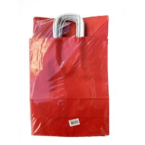 Büküm Saplı Kraft Kağıt Karton Hediyelik Çanta Poşet Torba - Kırmızı - 25x31 Cm. - 25 Adetlik 4 Paket