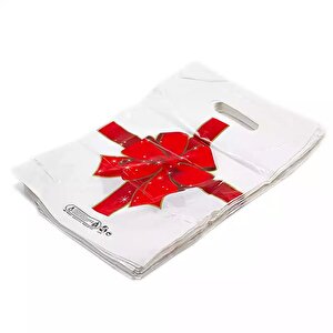 Takviyeli El Geçme Kalın Baskılı Beyaz Çanta Poşet Torba - 5 No - 50x60 Cm. - 50 Adetlik Paket