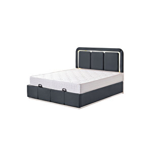 Demonte Baza Seti, Nox Ledli Çift Kişilik Baza Başlık Seti - İkili Set, Antrasit - 160x200 Cm