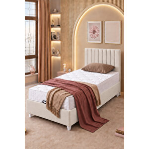 Baza Seti, Alessa Tek Kişilik Baza Başlık Maxi Yatak Seti, Krem - 90x190 Cm