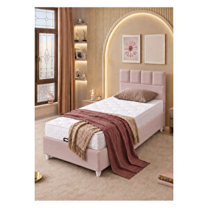 Baza Seti, Monaco Tek Kişilik Baza Başlık Maxi Yatak Seti, Pembe - 90x190 Cm