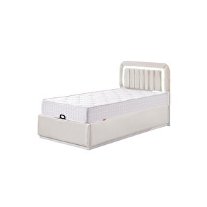 Demonte Baza Seti, Valens Ledli Tek Kişilik Baza Başlık Seti - İkili Set, Krem - 100x200 Cm