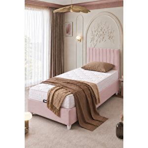 Baza Seti, Alessa Tek Kişilik Baza Başlık Maxi Yatak Seti, Pembe - 90x190 Cm