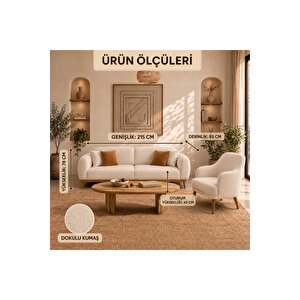 Rova Koltuk Takımı 3+3 Krem Renk