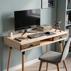 Modest Desk: Masif Çalışma & Laptop Masası 2 Çekmece 1 Bölme - 120x60 Bz-cv