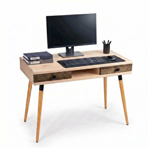 Modest Desk: Masif Çalışma & Laptop Masası 2 Çekmece 1 Bölme - 120x60 Bz-cv