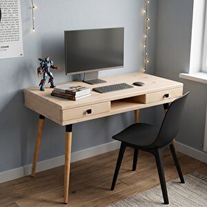 Modest Desk: Masif Çalışma & Laptop Masası 2 Çekmece 1 Bölme - 120x60 Bz