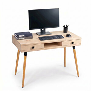 Modest Desk: Masif Çalışma & Laptop Masası 2 Çekmece 1 Bölme - 120x60 Bz