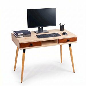 Modest Desk: Masif Çalışma & Laptop Masası 2 Çekmece 1 Bölme - 120x60 Bz-bk