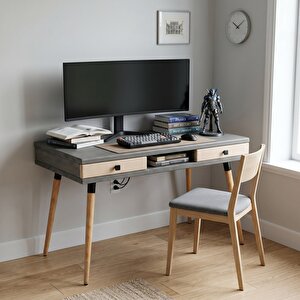 Modest Desk: Masif Çalışma & Laptop Masası 2 Çekmece 1 Bölme - 120x60 An-bz