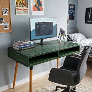 Slot Desk: Masif Çalışma & Laptop Masası 2 Gözlü Depolama - 120x60 Ye