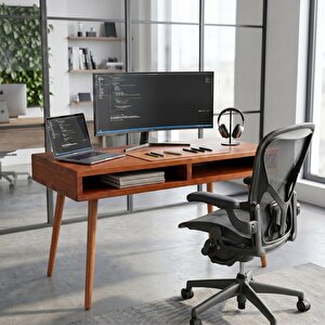 Slot Desk: Masif Çalışma & Laptop Masası 2 Gözlü Depolama - 120x60 Bk