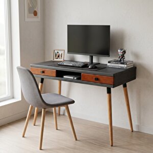 Modest Desk: Masif Çalışma & Laptop Masası 2 Çekmece 1 Bölme - 120x60 An-bk