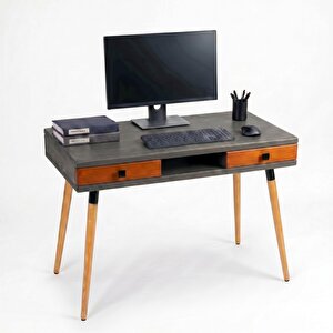 Modest Desk: Masif Çalışma & Laptop Masası 2 Çekmece 1 Bölme - 120x60 An-bk