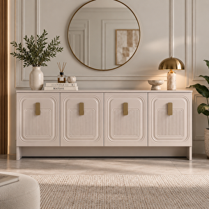Favori 4 Kapaklı Konsol Membran Mdf Konsol 180 Cm Çok Amaçlı Salon Ve Yemek Odası Dolabı