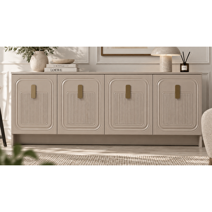 Favori 4 Kapaklı Konsol Membran Mdf Konsol 180 Cm Çok Amaçlı Salon Ve Yemek Odası Dolabı