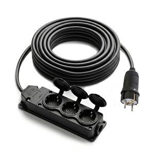 3x1.5mm 10metre Topraklı Kauçuk Üçlü Grup Priz