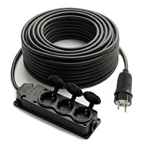 3x1.5mm 20metre Topraklı Kauçuk Üçlü Grup Priz