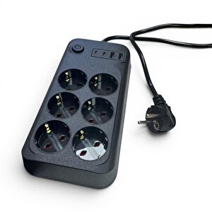 Forline 6 Soketli 2 Type-c + 2 Usb Girişli 2metre Kablolu Akım Korumalı Grup Priz