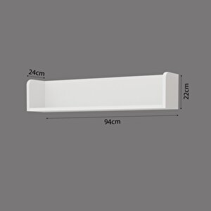 X2140 Daffy Duvar Rafı Beyaz - 94 Cm Geniş, 24 Cm Derin Ve Yuvarlatılmış Köşeli