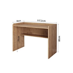 S2150 Daffy Çalışma Masası Sepet - 117,5 Cm Geniş, Raflı Ve Yuvarlatılmış Köşeli