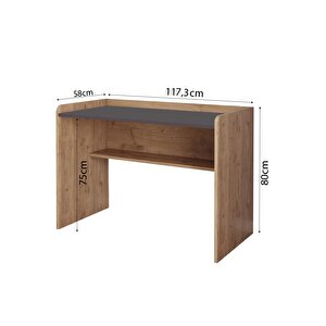 S2160 Daffy Çalışma Masası Sepet-antrasit - 117,5 Cm Geniş, Raflı Ve Yuvarlatılmış Köşeli