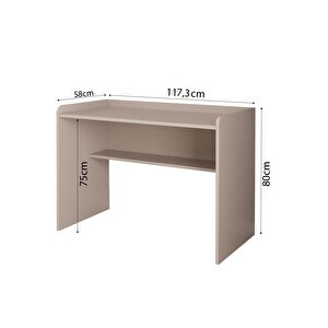 S2130 Daffy Çalışma Masası Kumtaşı - 117,5 Cm Geniş, Raflı Ve Yuvarlatılmış Köşeli