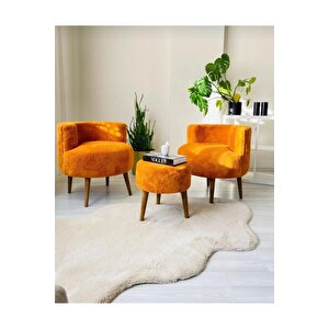 Köşe Takım,çay Seti Ikili Koltuk Berjer Ve Puf Takımı (salon, Balkon, Ofi̇s) 3 Lü Takım Turuncu