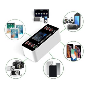 Pm-26057 8 Portlu Lcd Ekranlı Akıllı 7xusb Ve Type-c Pd Şarj İstasyonu