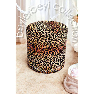 Puf , Leopar Düz Kumaş ,makyaj Pufu Puf Sandalye Ayak Uzatma Pufu 45 Cm Yükseklik Çok Renkli