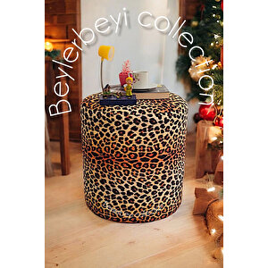 Puf , Leopar Düz Kumaş ,makyaj Pufu Puf Sandalye Ayak Uzatma Pufu 45 Cm Yükseklik Çok Renkli