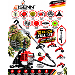 Es-1200 Oli̇ve 12 Parça Full Set Sırt Tipi Zeytin Silkeme Hasat Toplama Tırpan Motoru
