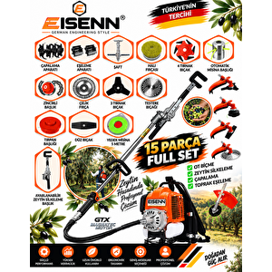 Agronex-15x 15 Parça Full Set Sırt Tipi Zeytin Silkeme Hasat Toplama +çapalama Gtx Seri Tırpan Motoru