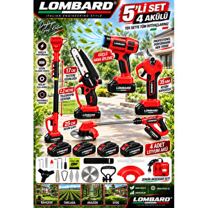 Red F750 5 Li Bahçe Seti Teleskop+makas 17 Cm Testere Hava Üfleme Çim Biçme +4 Akülü
