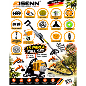 Agrimax-x950 15 Parça Full Set Sırt Tipi Zeytin Silkeme Hasat Toplama +çapalama Gtx Seri Tırpan Motoru