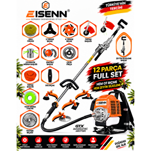 Evo-12 Pro 12 Parça Full Set Sırt Tipi Zeytin Silkeme Hasat Toplama Gtx Seri Tırpan Motoru